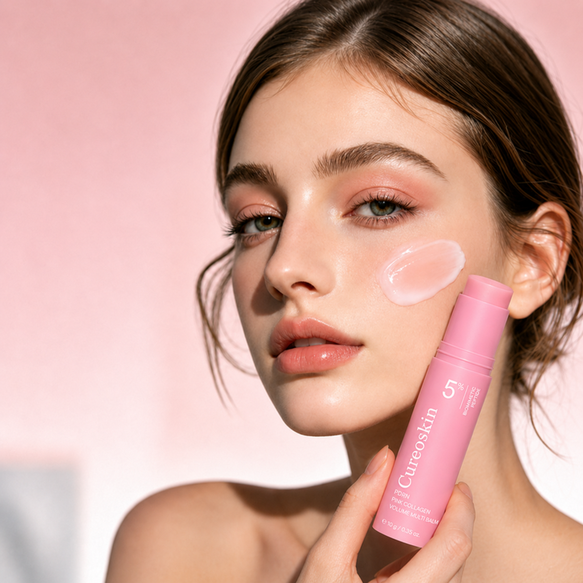 Woman applying balm