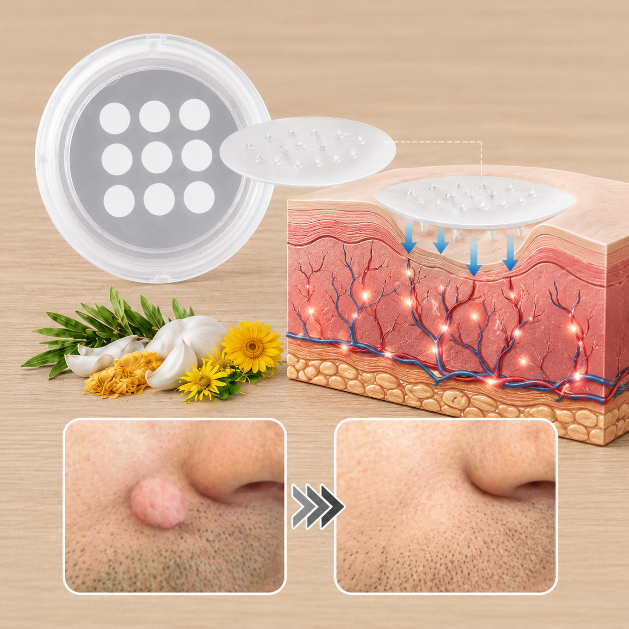 ✨Cureoskin®2-in-1 Microneedle & Hydrocolloid Patch🍀| Removes Raised Moles, Acne, Flat Warts & Skin Tags | Helps Improve Wrinkles, Scars & Blemishes | Invisible Patches for Face & Body